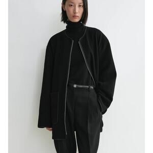 Toteme Felted Wool Zip Up Jacket Black 38 Medium Black